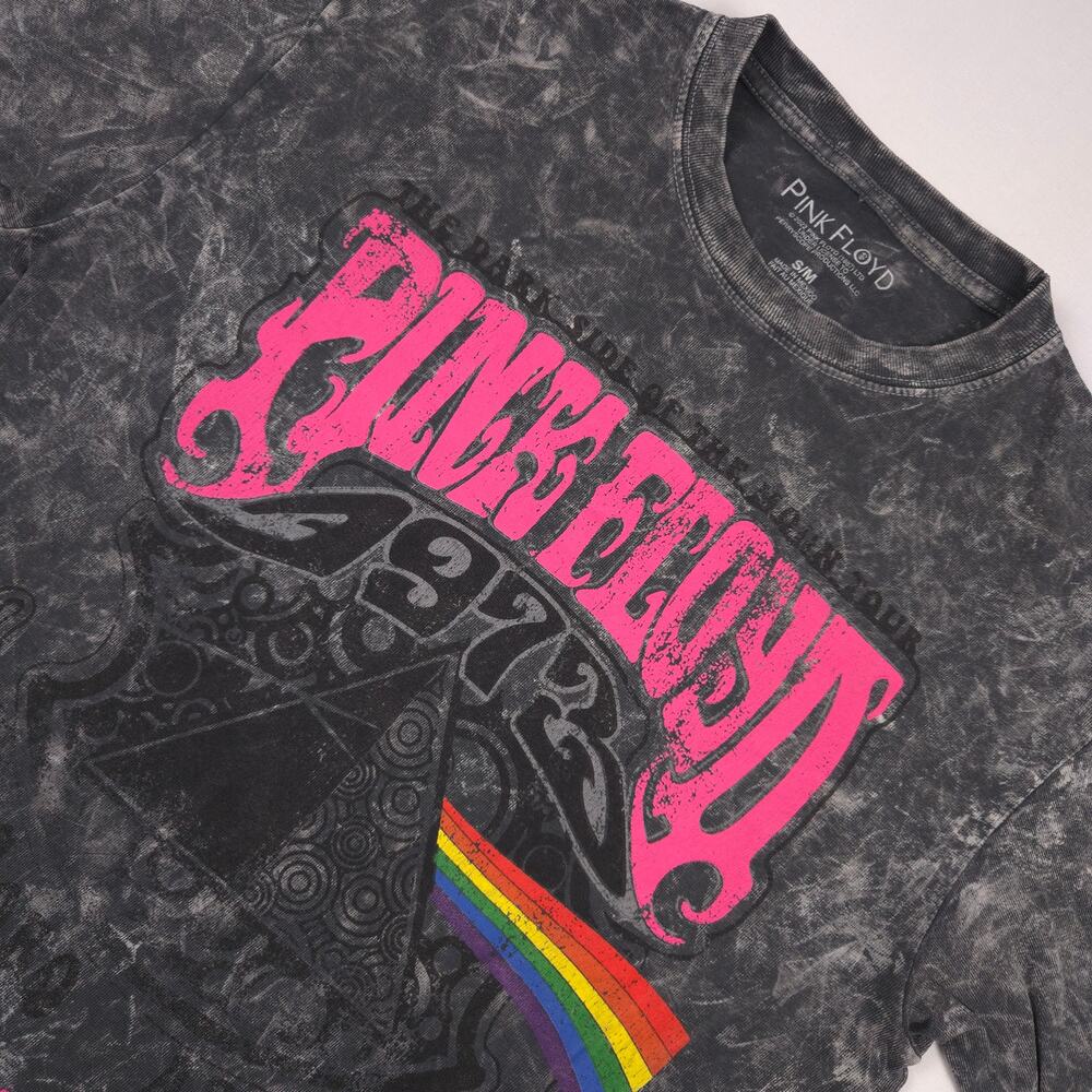 Pink Floyd Dark Side Of The Moon Graphic T Shirt Gray Acid Wash S M 2022